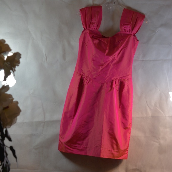 Pink Taffeta type Shift Dress SZ S - Picture 2 of 7